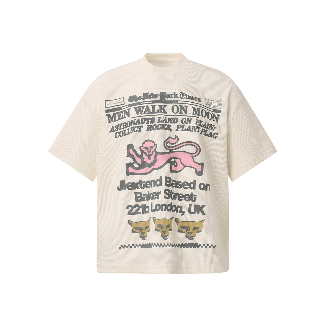3-6-5.shop Vintage Newspaper Graphic Waffle Tee