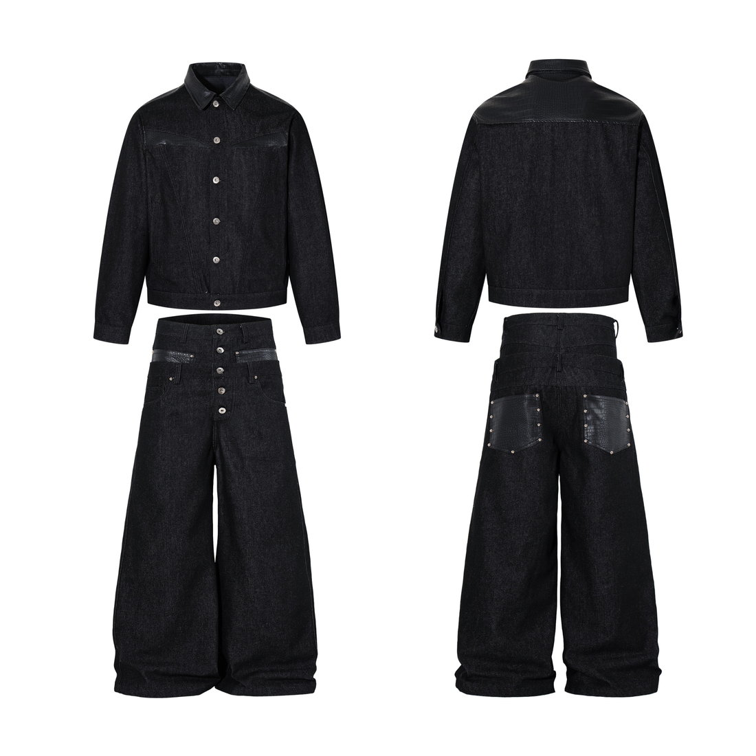 3-6-5.shop Wide Leg Button Fly Denim Pants