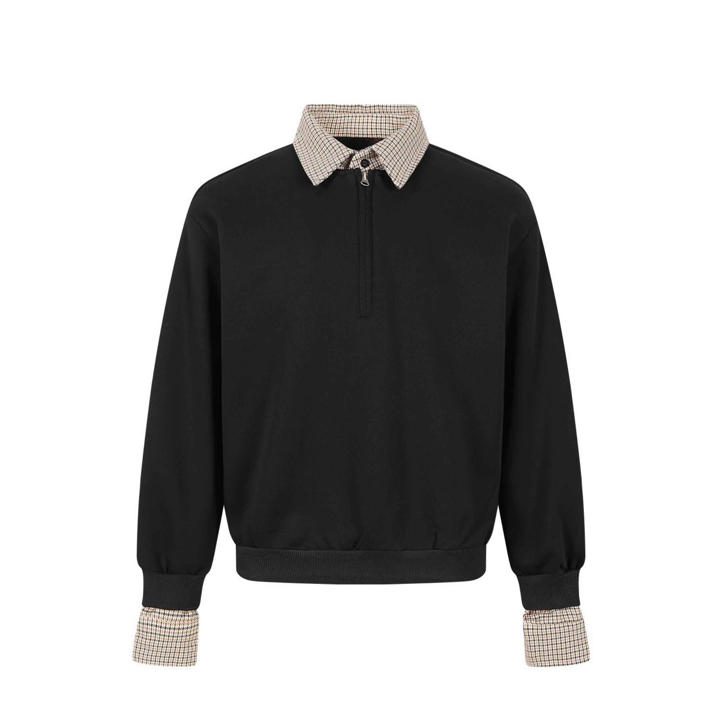3-6-5.shop Layered Collar Half-Zip Pullover