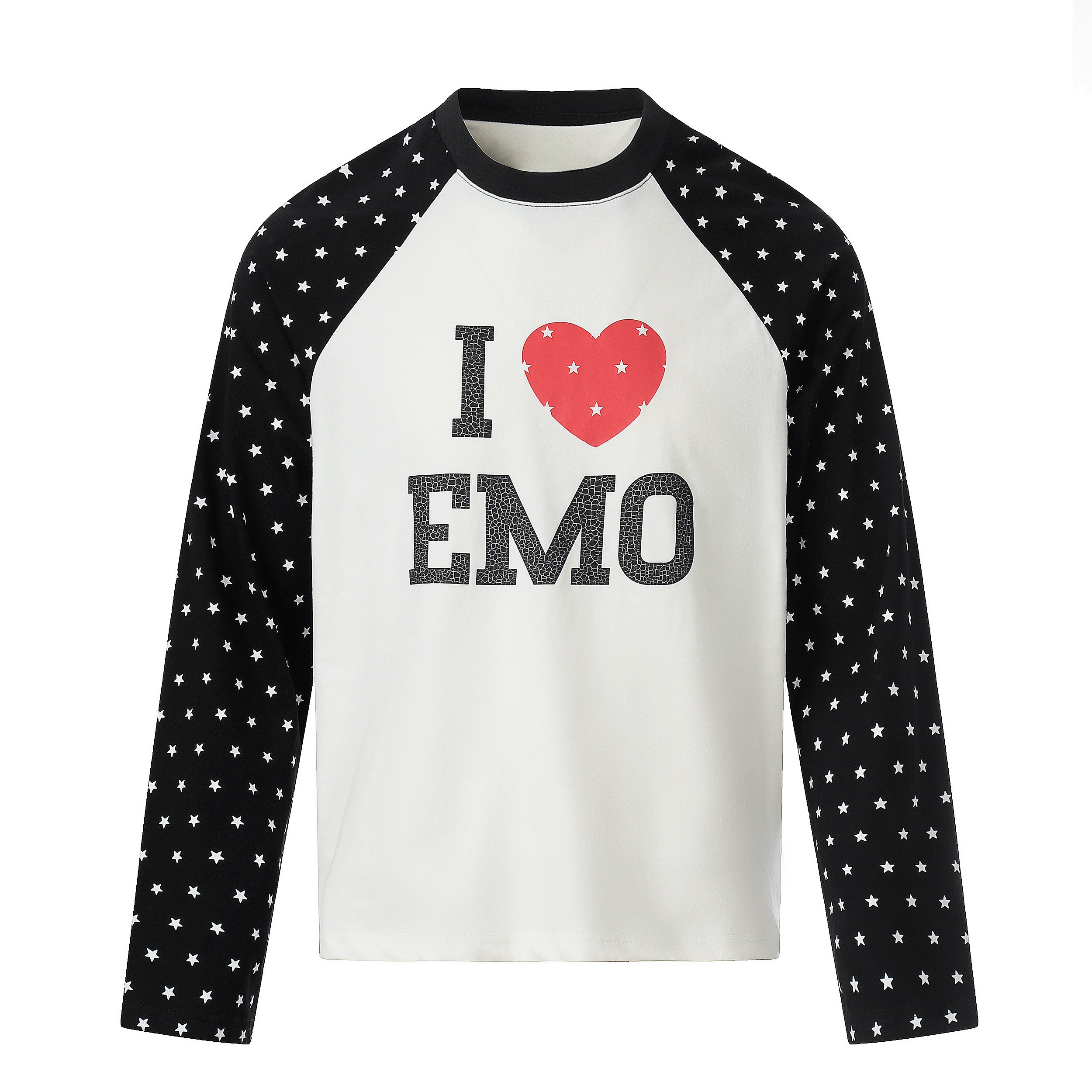 3-6-5.shop “I ♥ EMO” Raglan Long Sleeve Tee