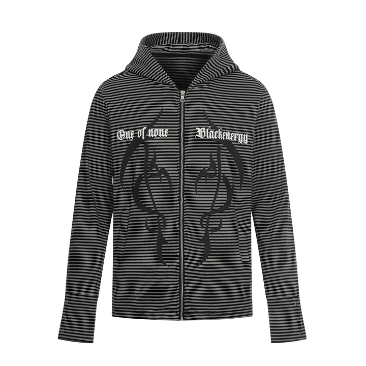 3-6-5.shop Striped Graphic Zip Hoodie