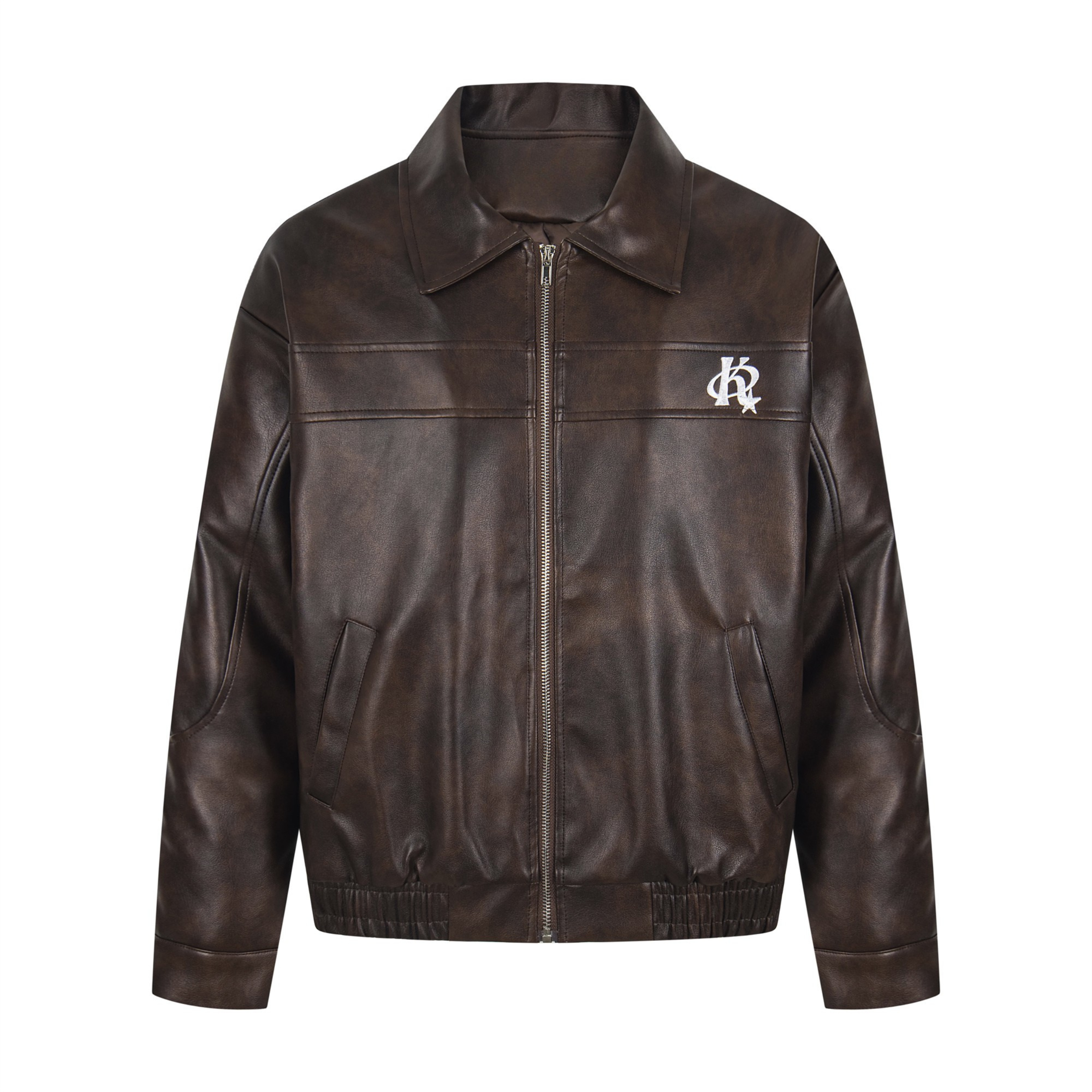 3-6-5.shop Vintage Lettering PU Jacket