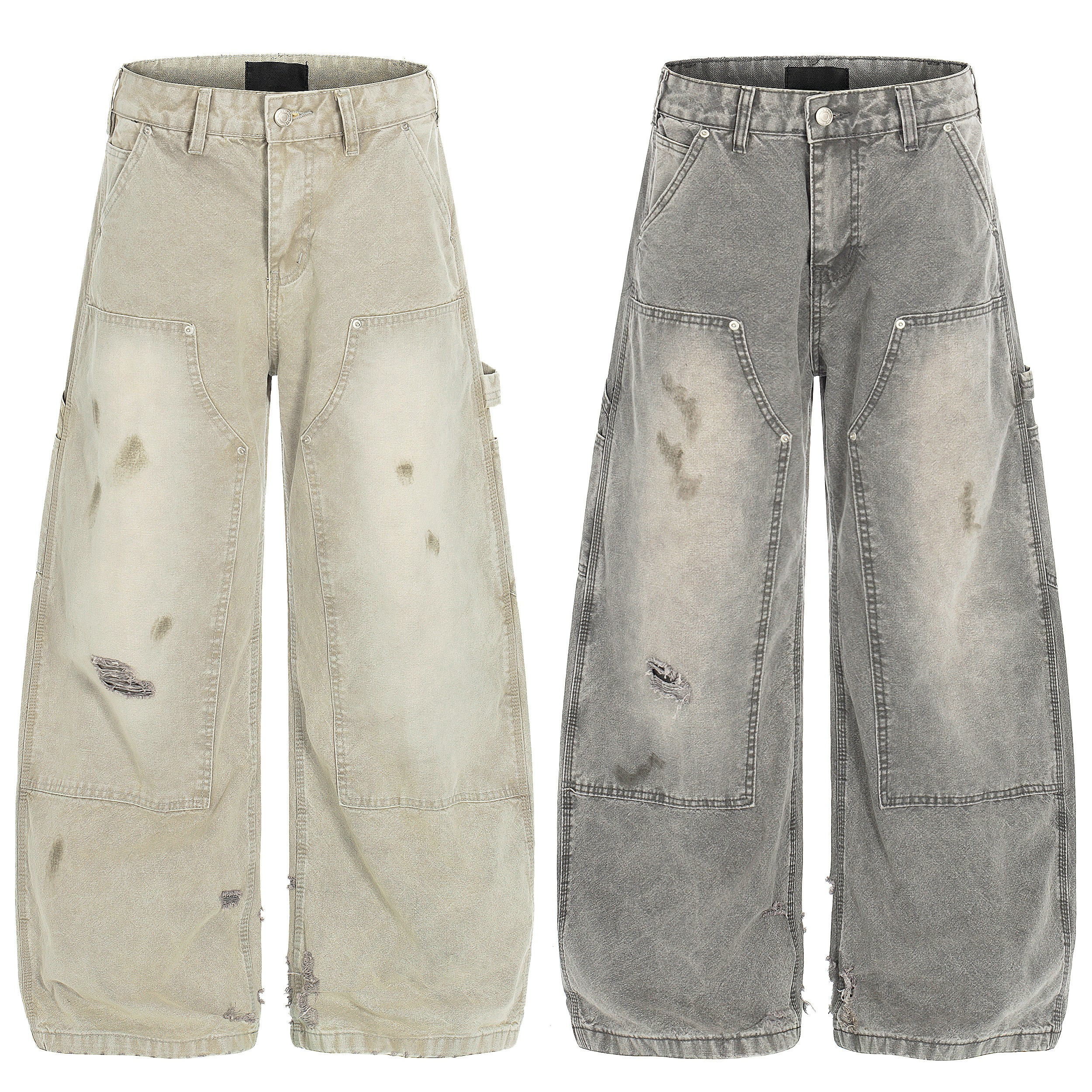 3-6-5.shop Washed Utility Distressed Denim Jeans