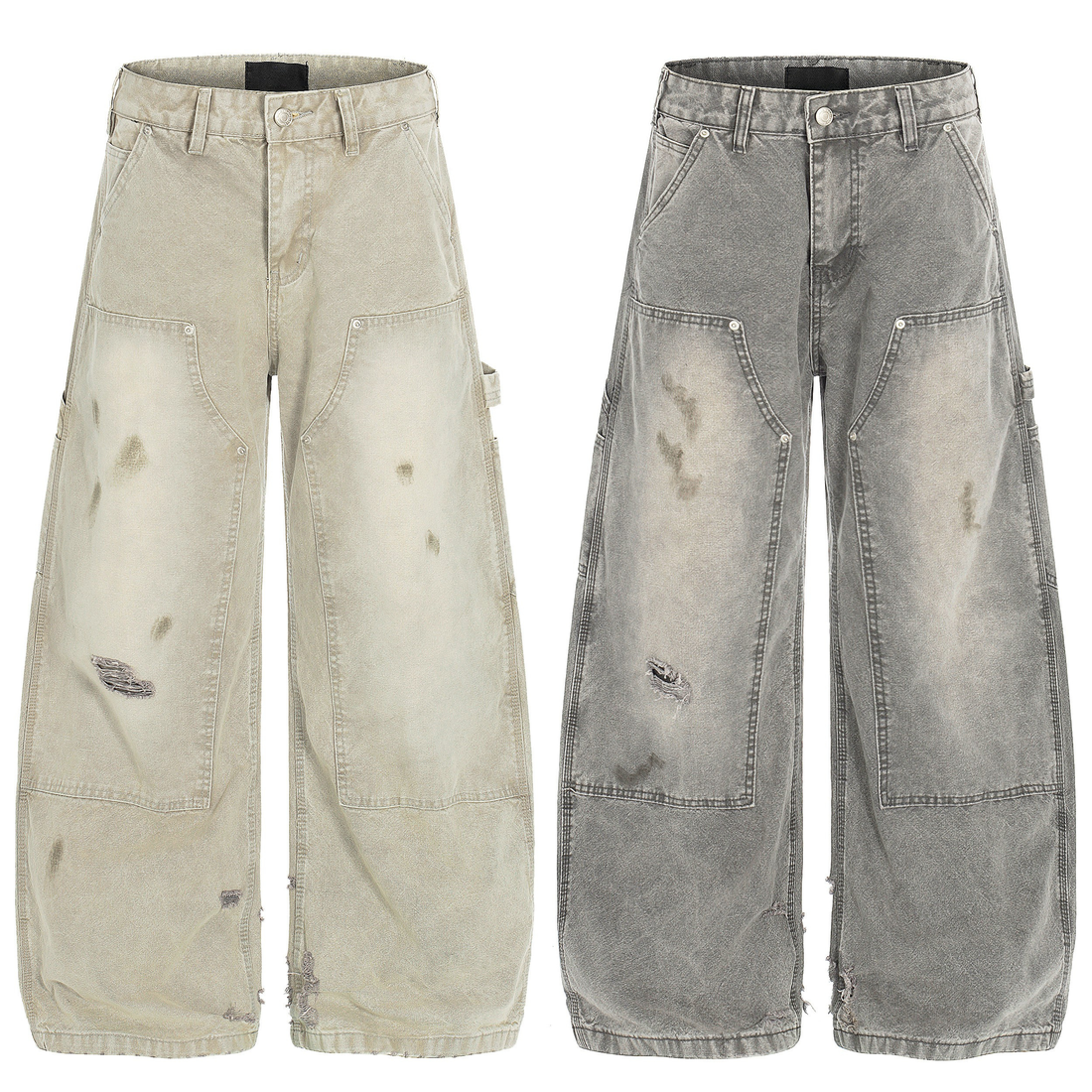 3-6-5.shop Washed Utility Distressed Denim Jeans