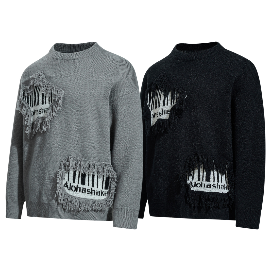 3-6-5.shop Fringe Patch Knit Sweater