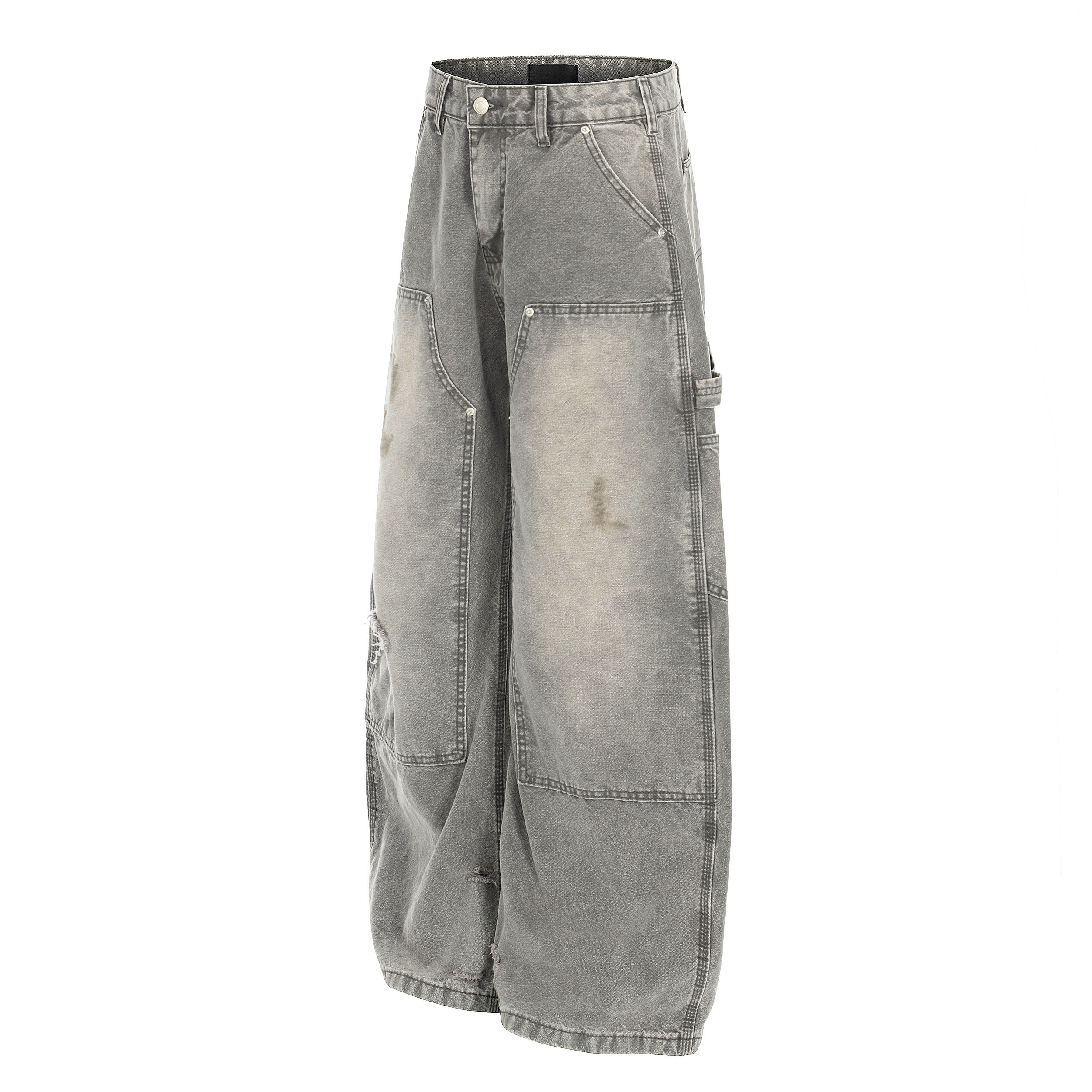 3-6-5.shop Washed Utility Distressed Denim Jeans