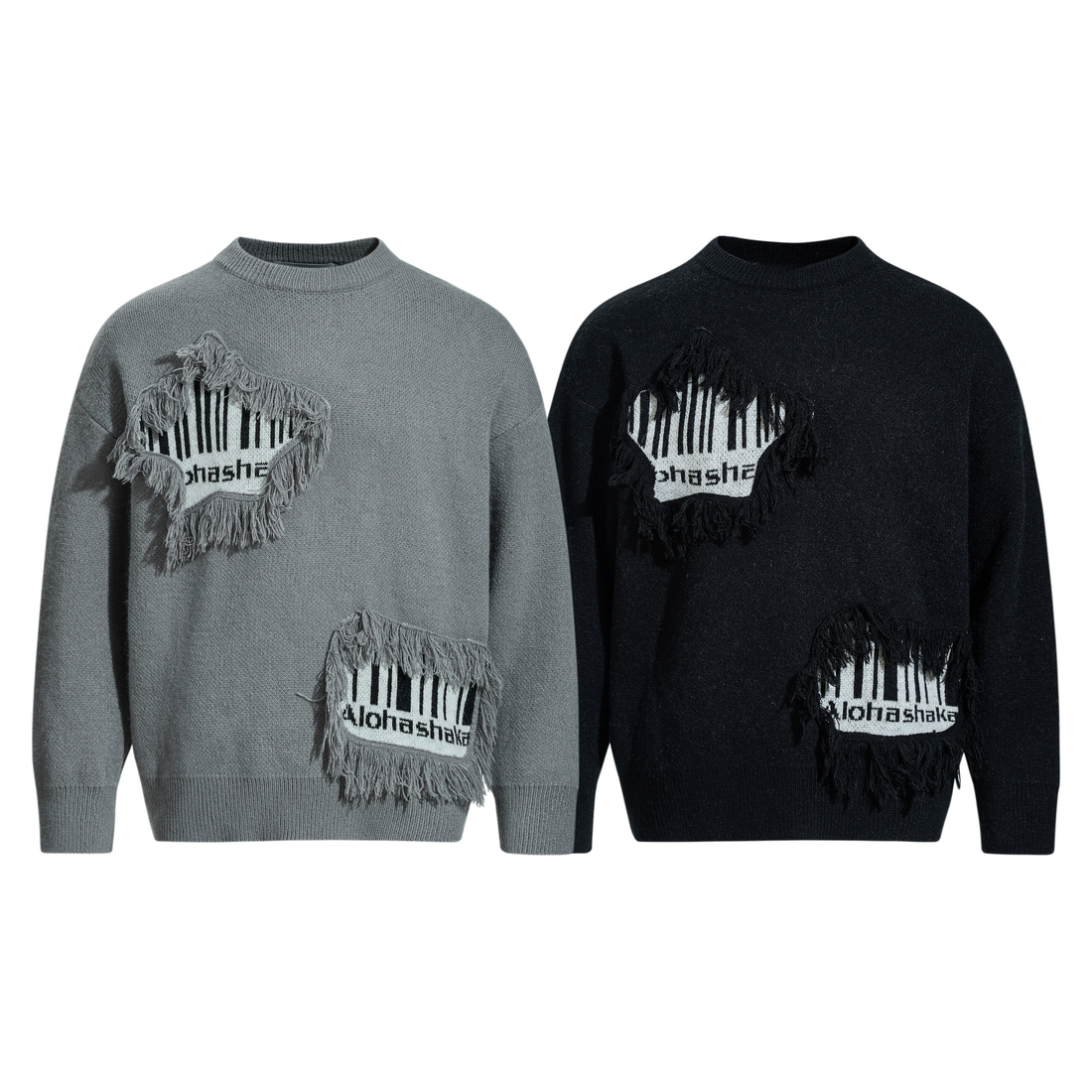 3-6-5.shop Fringe Patch Knit Sweater