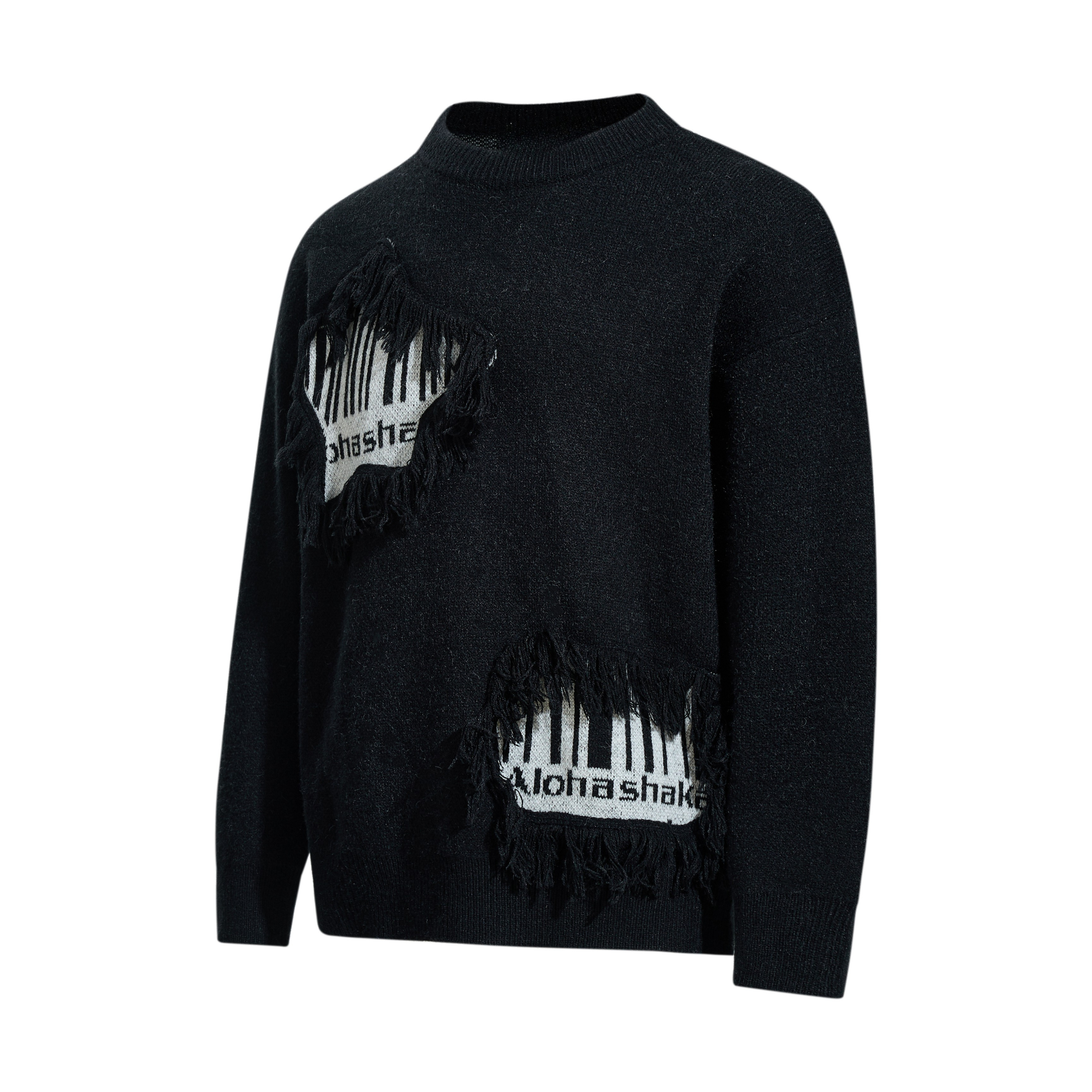 3-6-5.shop Fringe Patch Knit Sweater