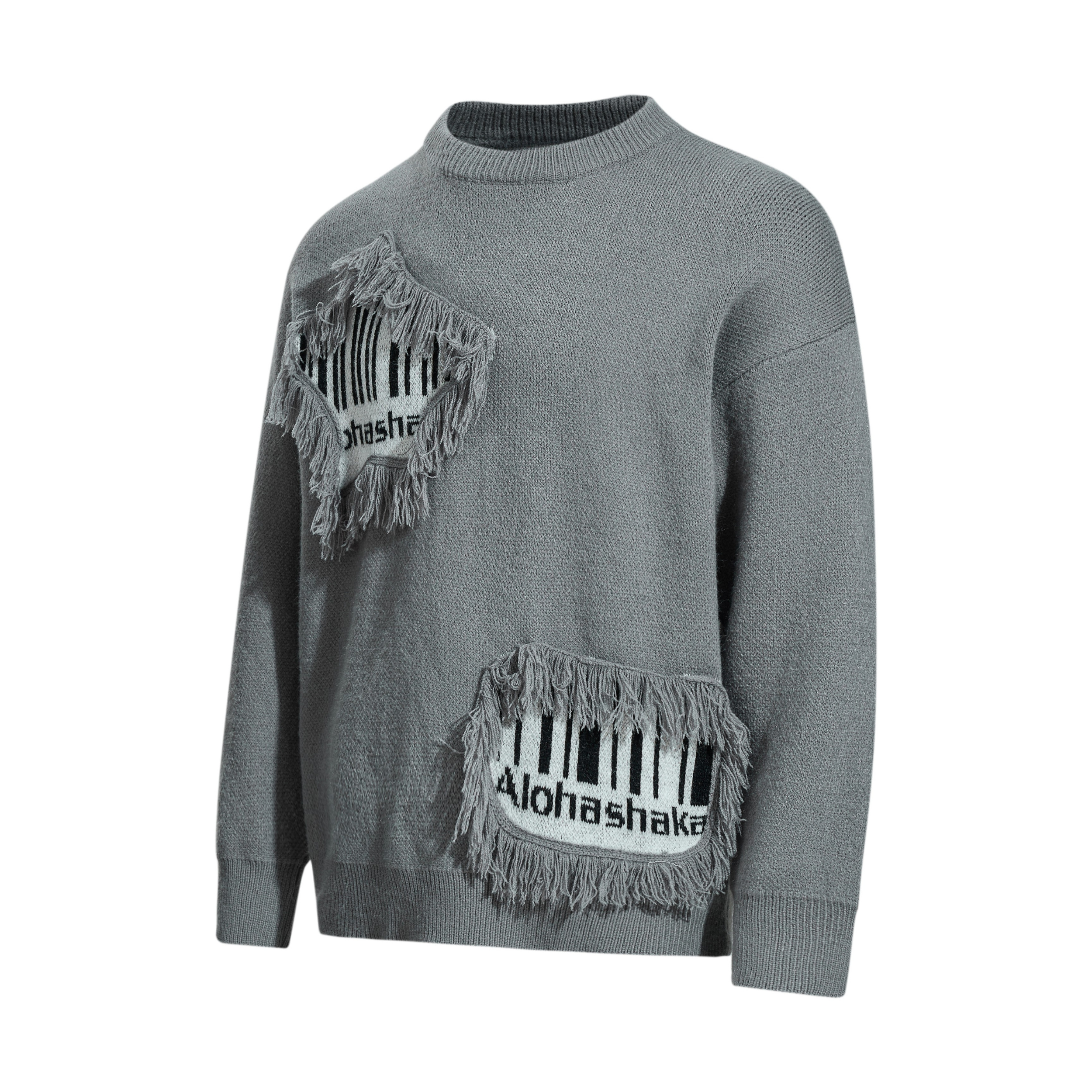 3-6-5.shop Fringe Patch Knit Sweater