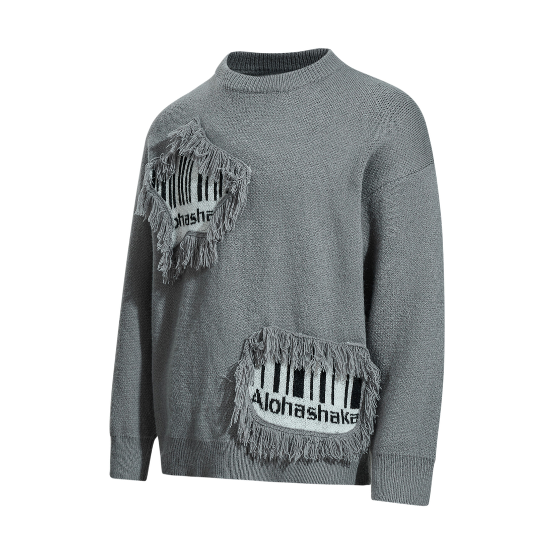 3-6-5.shop Fringe Patch Knit Sweater