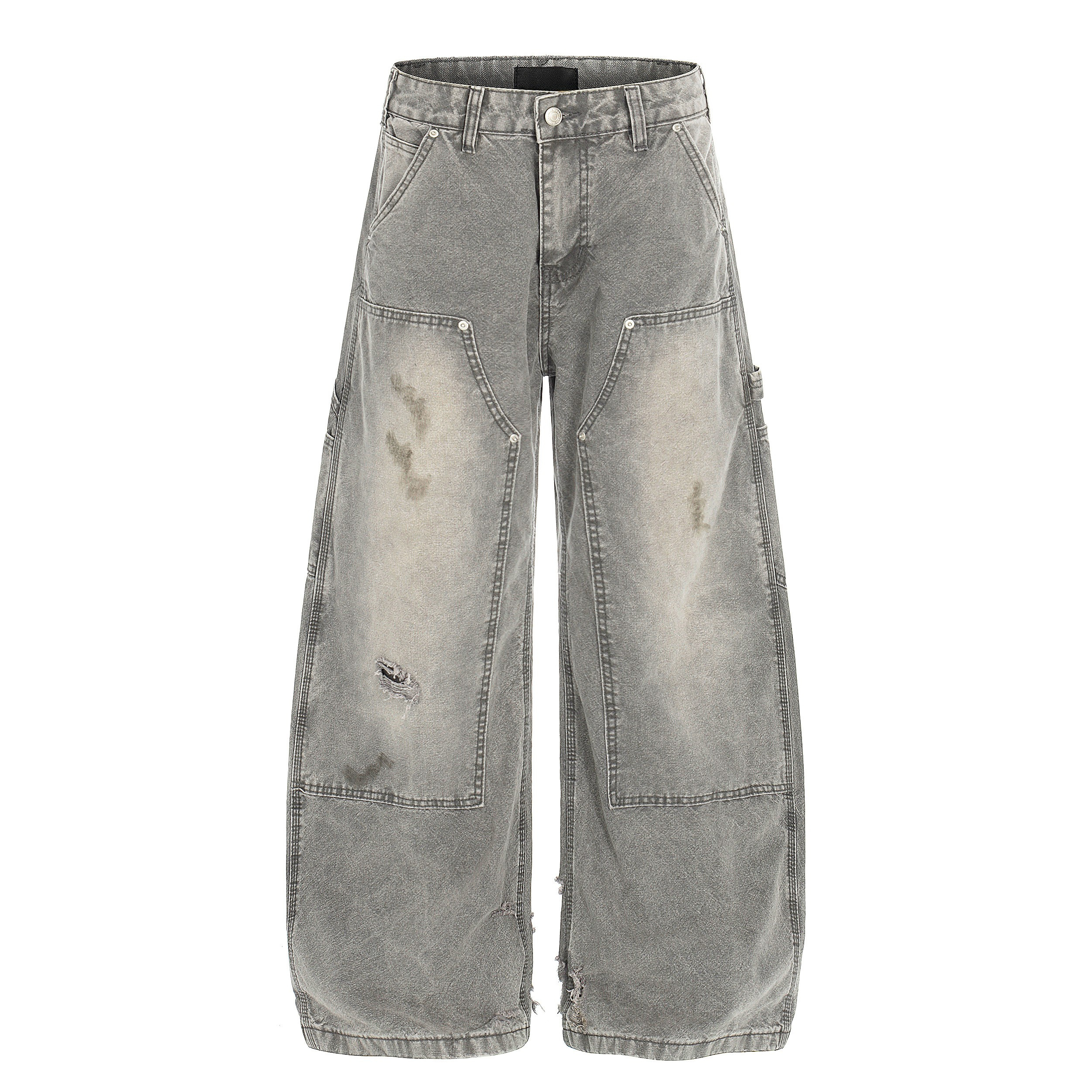 3-6-5.shop Washed Utility Distressed Denim Jeans