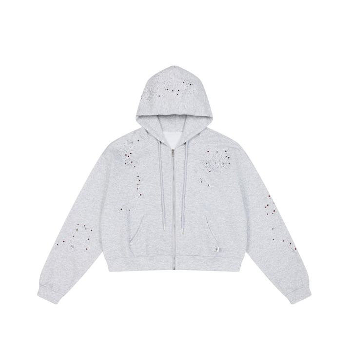 3-6-5.shop Distressed Zip-Up Hoodie