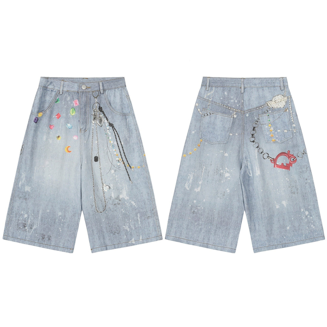 3-6-5.shop Gem Chain Denim Shorts
