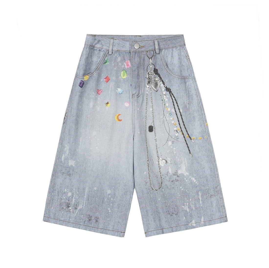 3-6-5.shop Gem Chain Denim Shorts