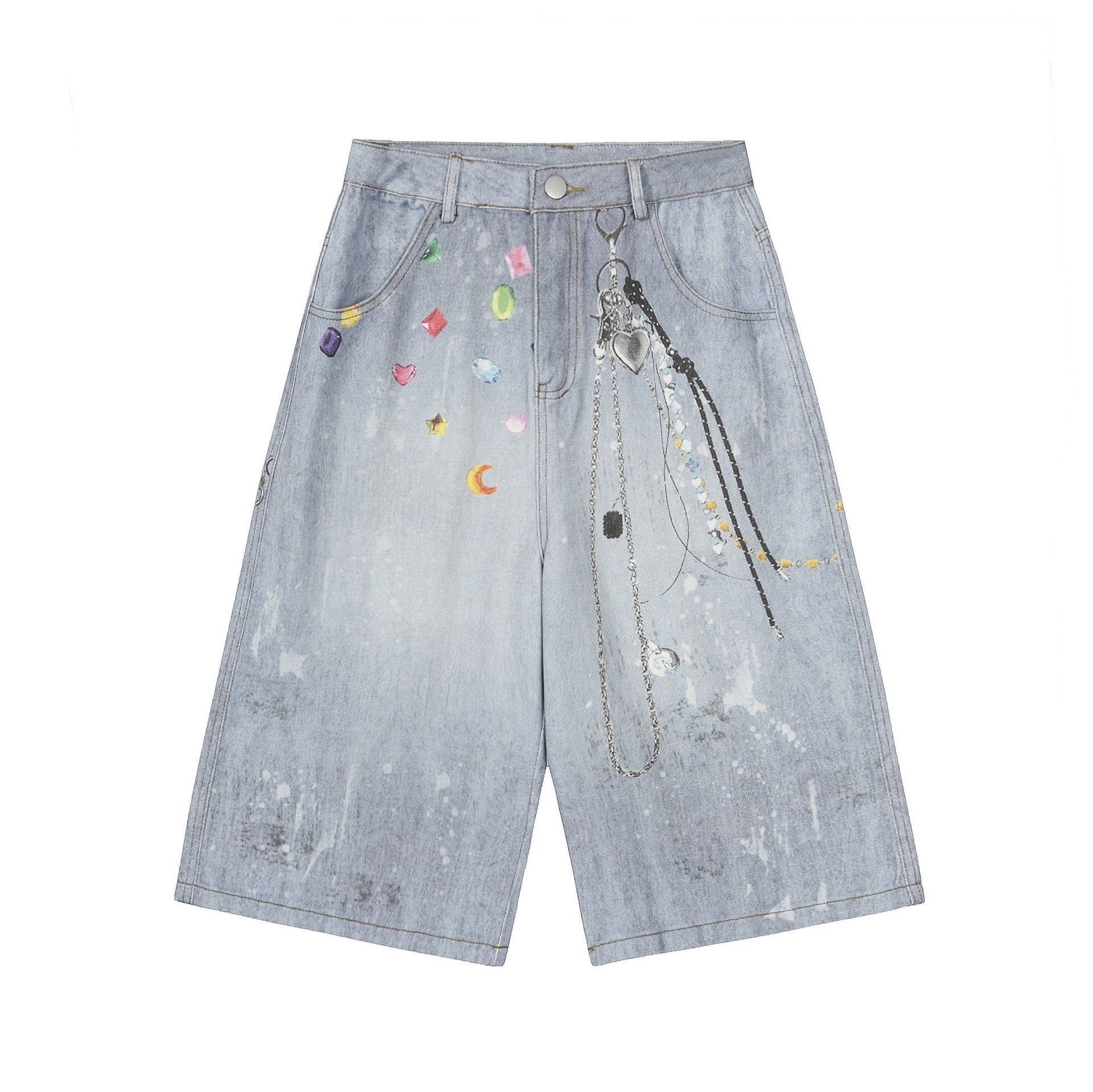 3-6-5.shop Gem Chain Denim Shorts