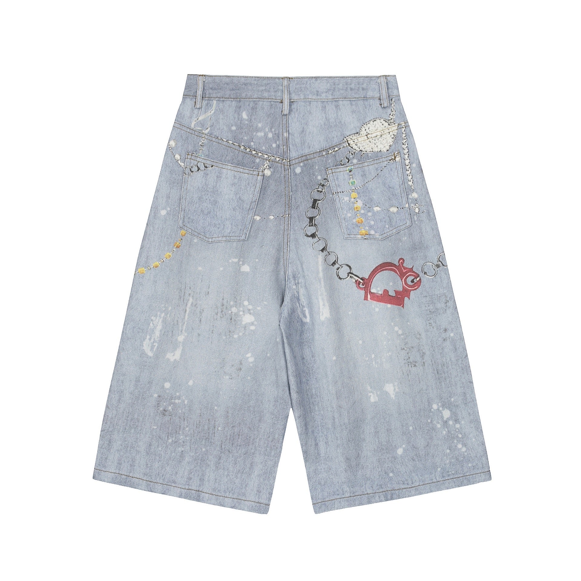 3-6-5.shop Gem Chain Denim Shorts