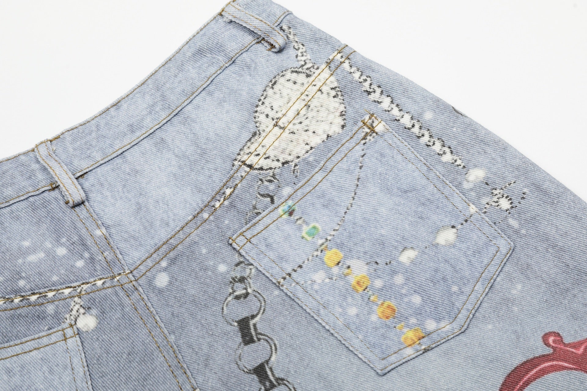 3-6-5.shop Gem Chain Denim Shorts