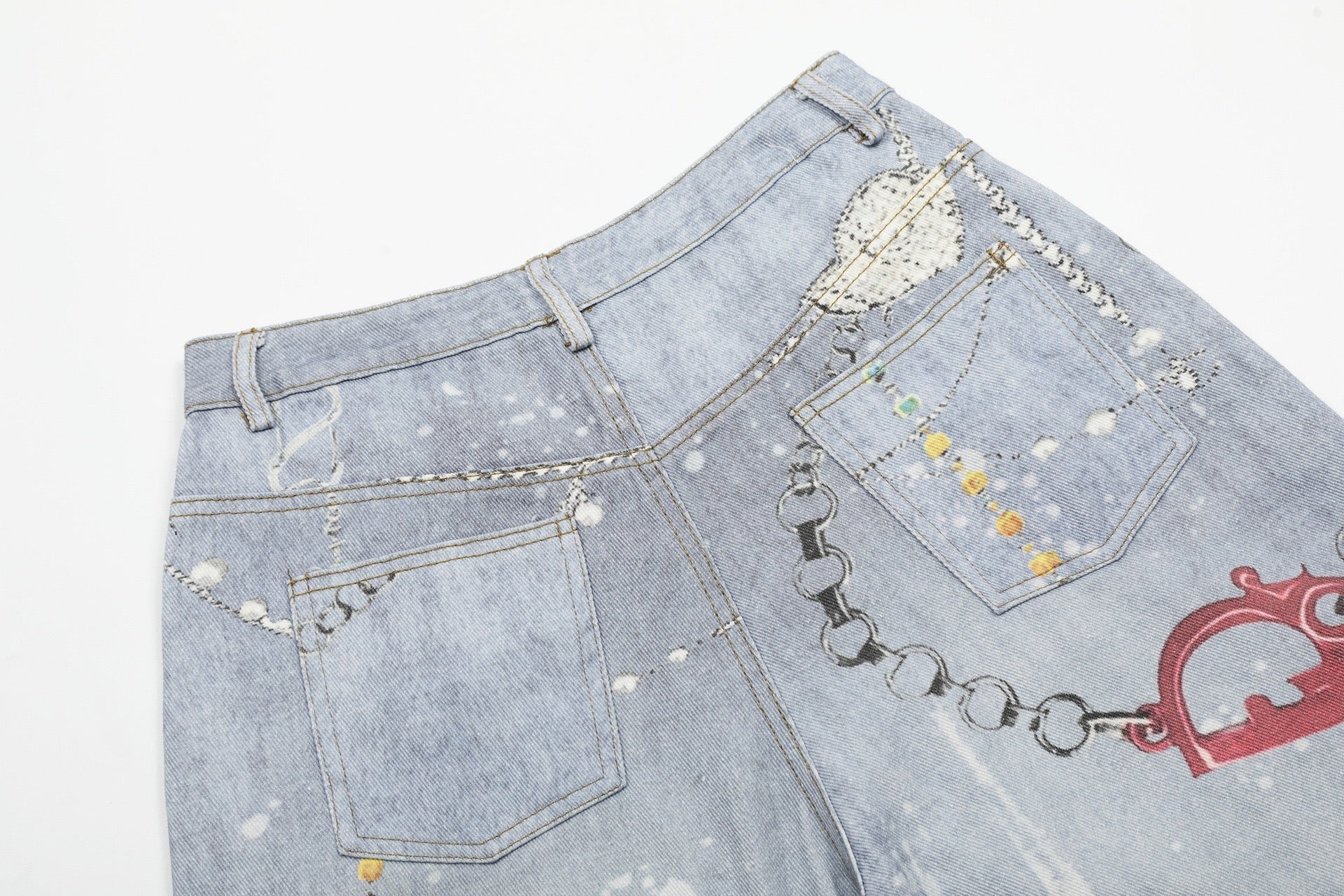 3-6-5.shop Gem Chain Denim Shorts