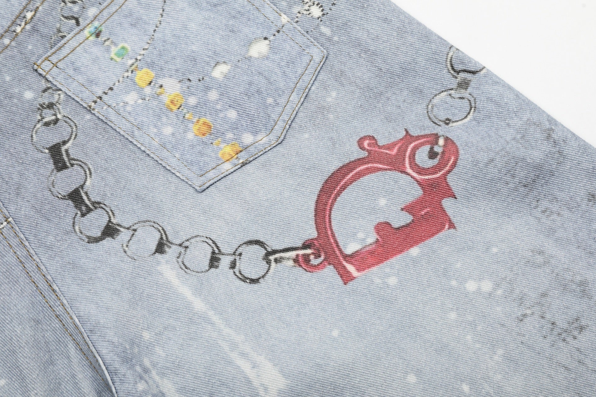 3-6-5.shop Gem Chain Denim Shorts