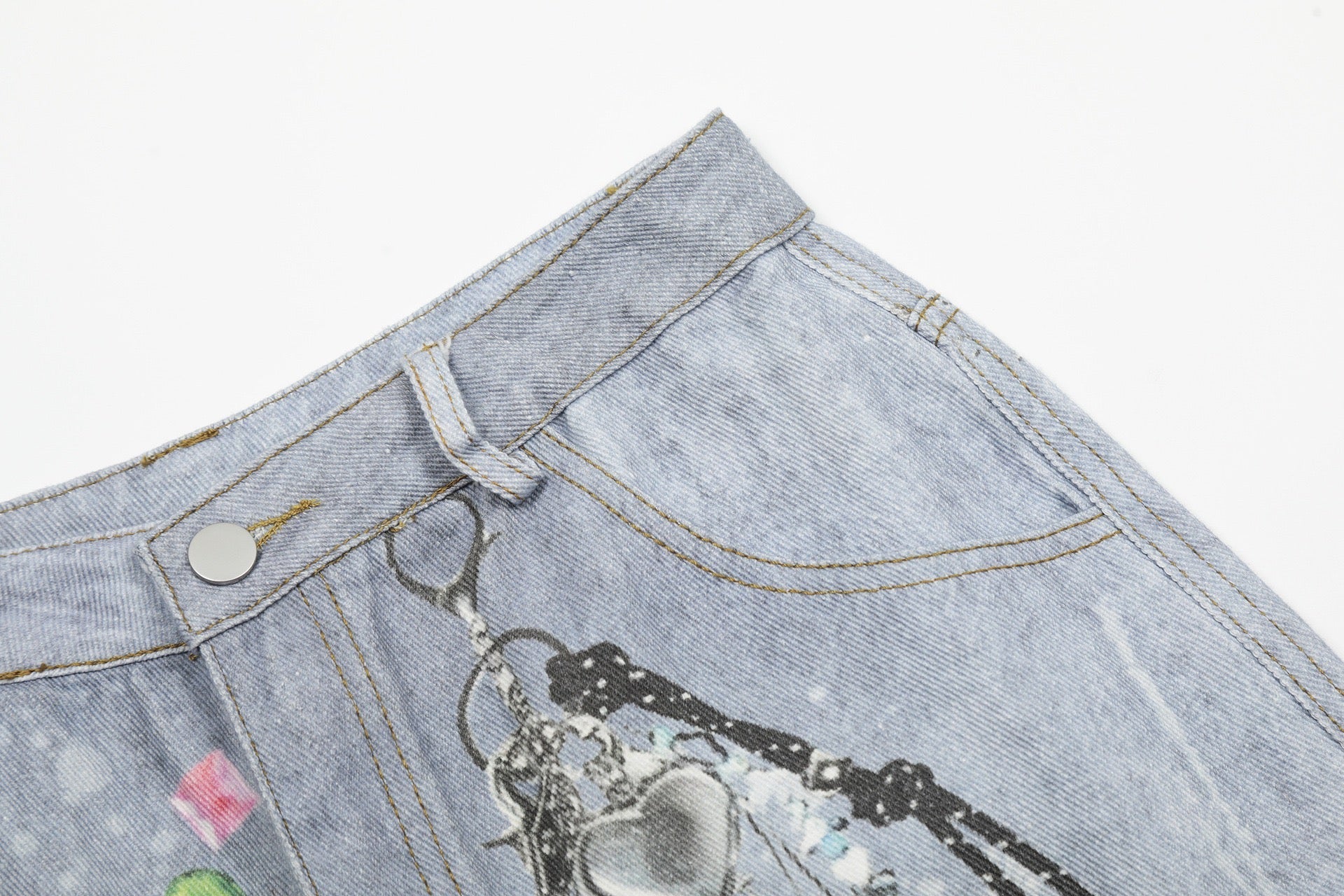 3-6-5.shop Gem Chain Denim Shorts