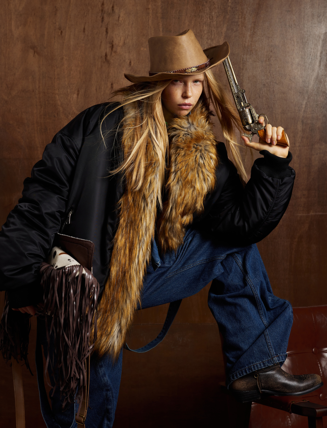 3-6-5.shop Faux-Fur Lined Bomber Jacket