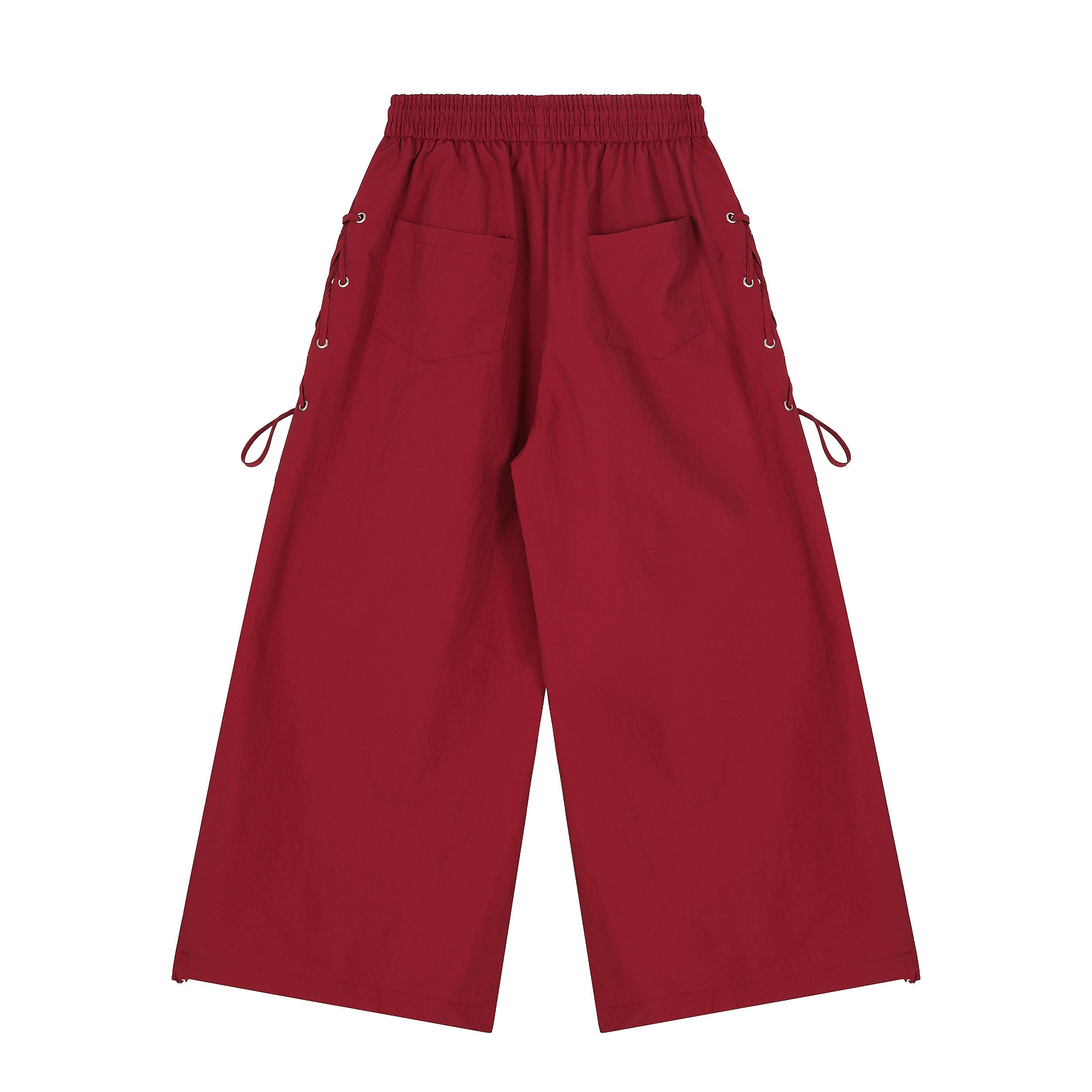 3-6-5.shop Cross Embroidered Lace-Up Wide-Leg Pants