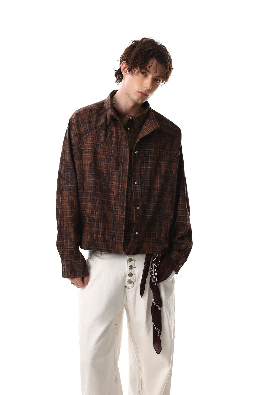 3-6-5.shop Vintage Plaid Button-Up Jacket