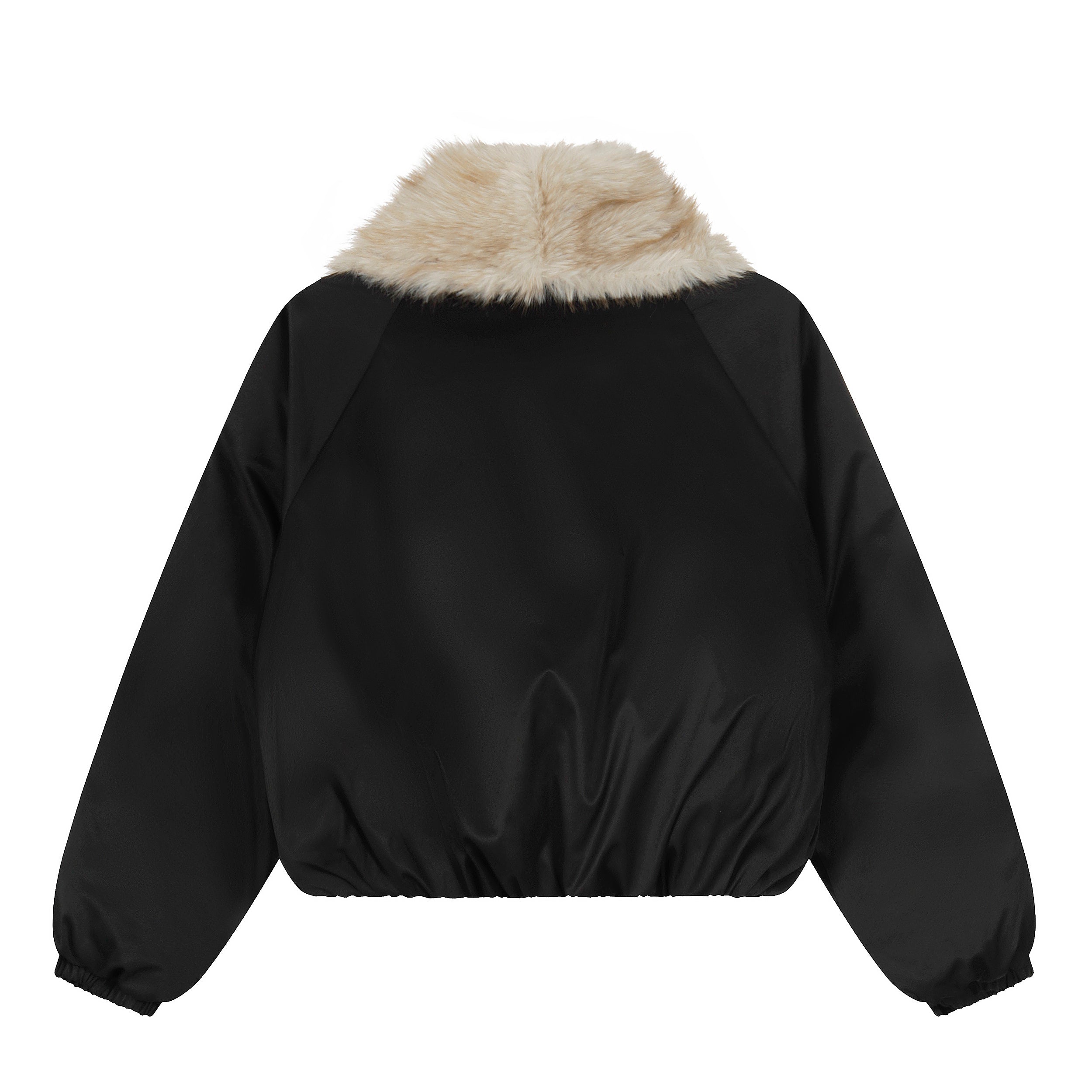 3-6-5.shop Faux Fur Lapel Drawstring Cropped Jacket
