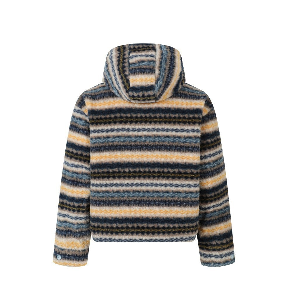 3-6-5.shop Striped Faux Fur Hooded Jacket