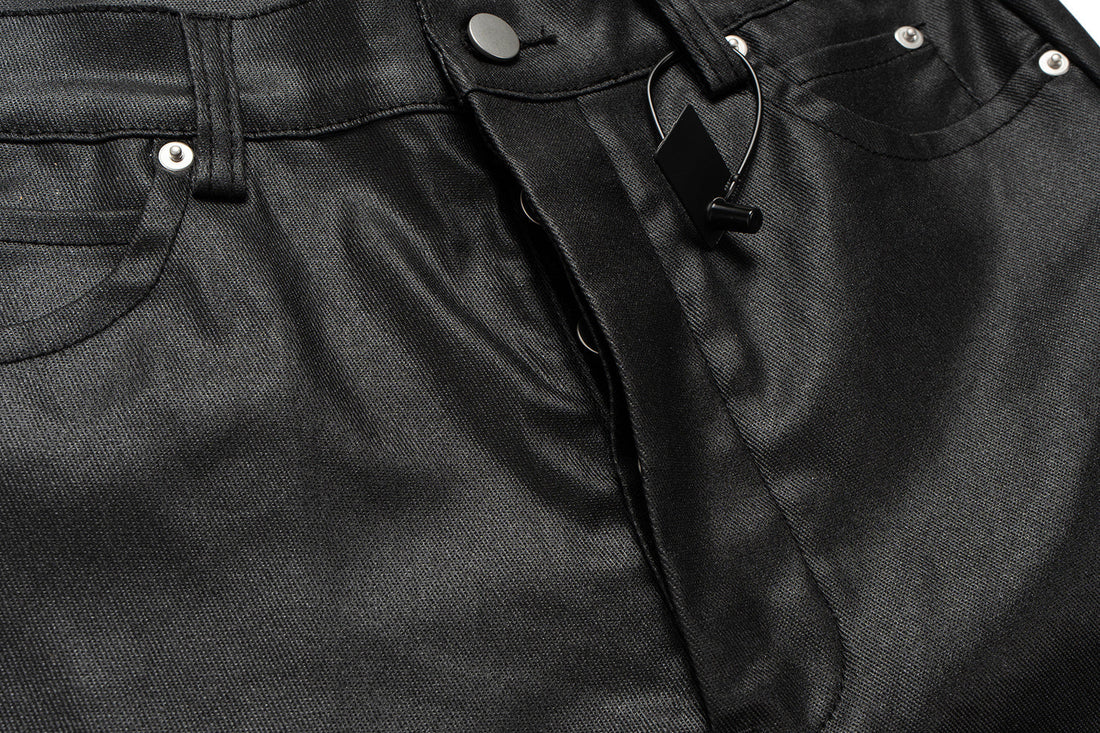 3-6-5.shop Blade-Cut Zip Leather Pants