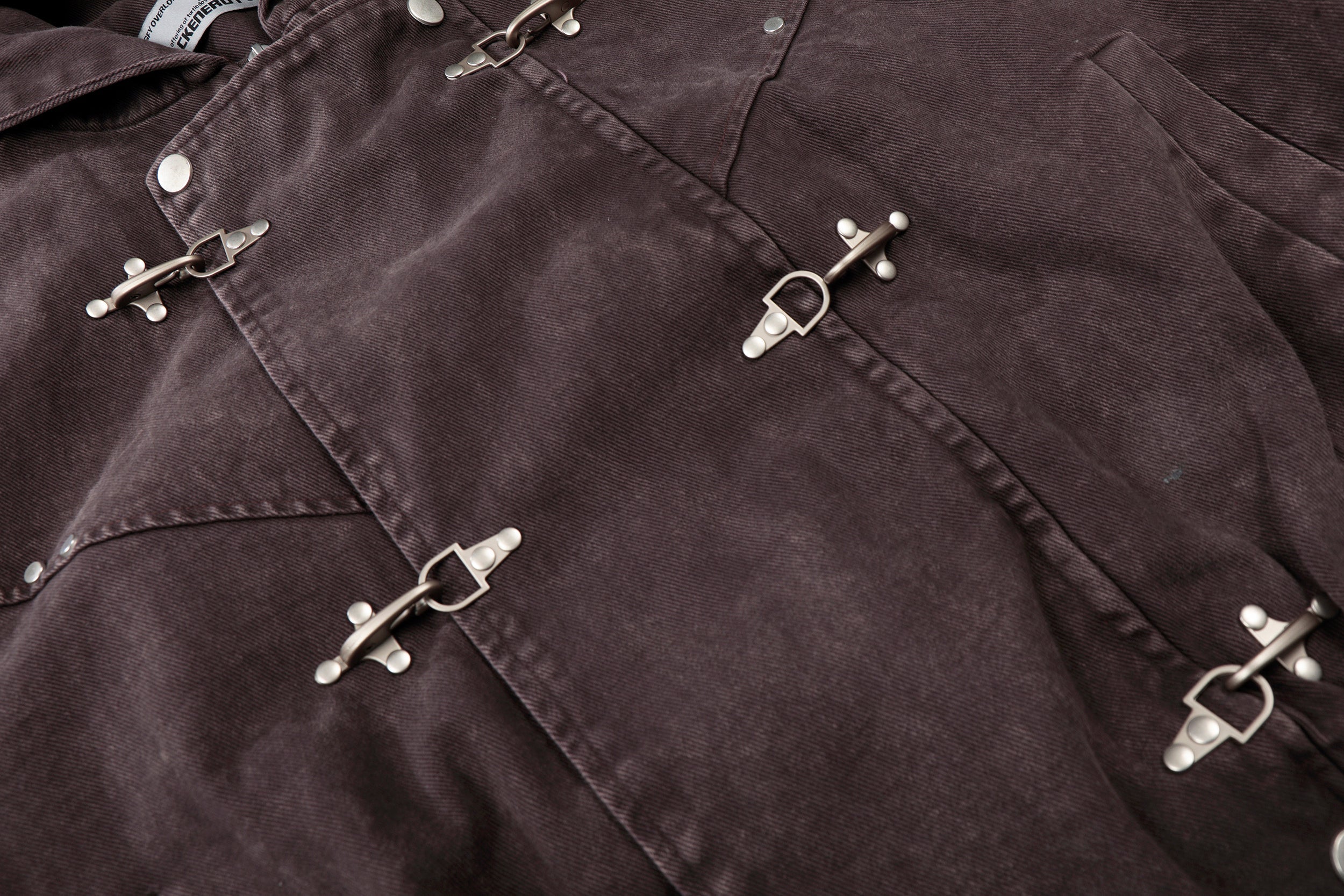 3-6-5.shop Buckle Detail Washed Hooded Jacket