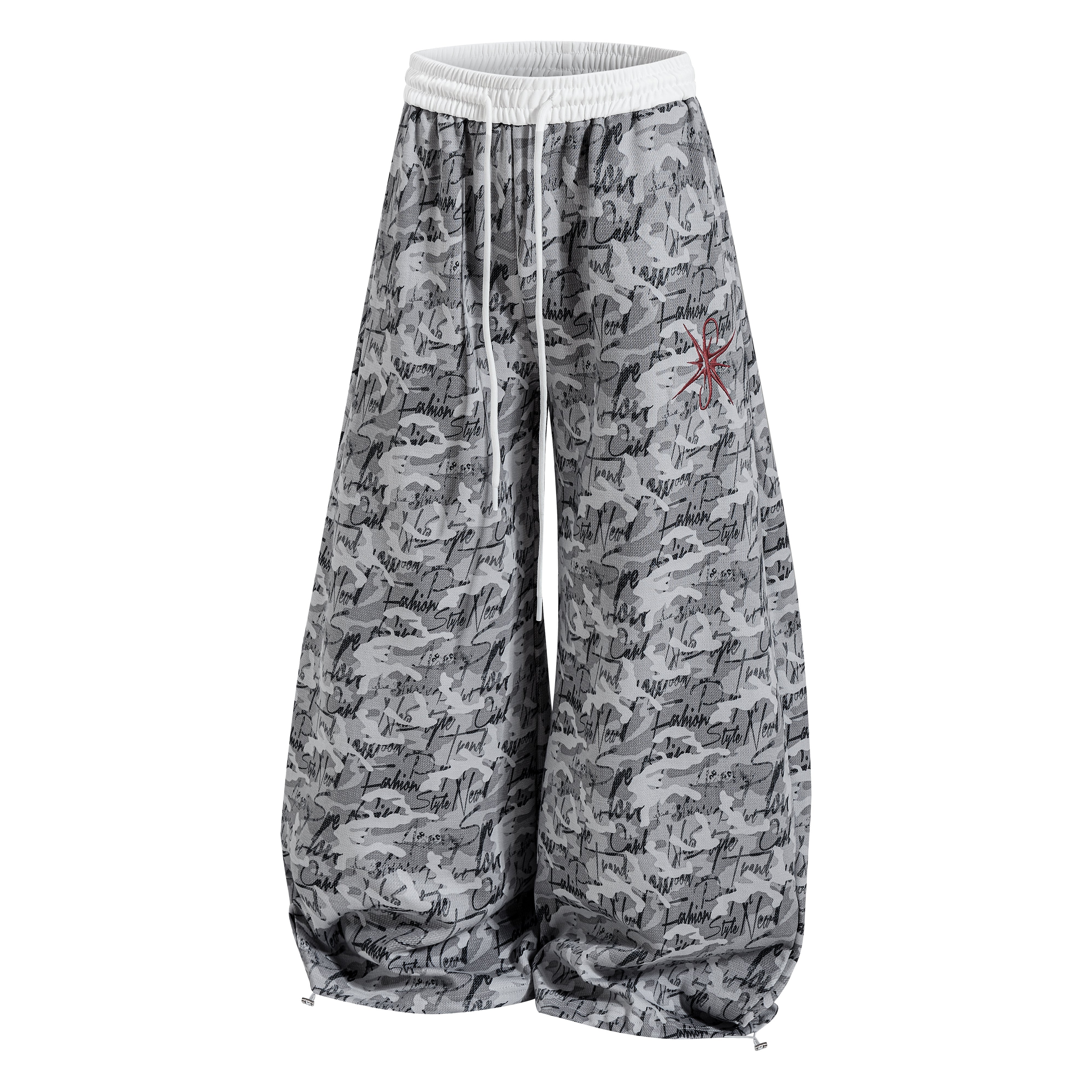 3-6-5.shop Camo Script Wide-Leg Pants