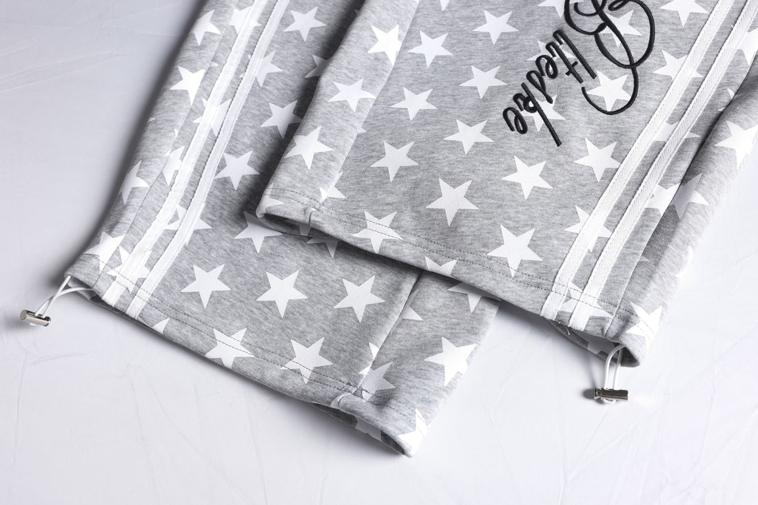 3-6-5.shop Star Print Wide-Leg Sweatpants