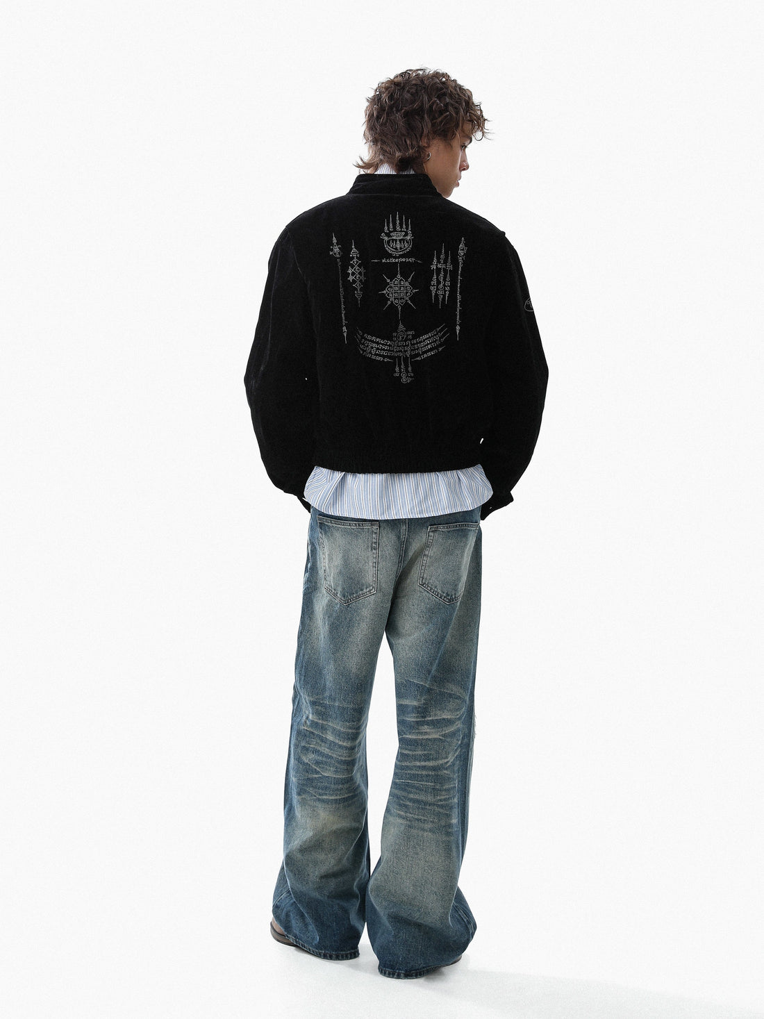 3-6-5.shop Embroidered Suede Metal Clasp Jacket