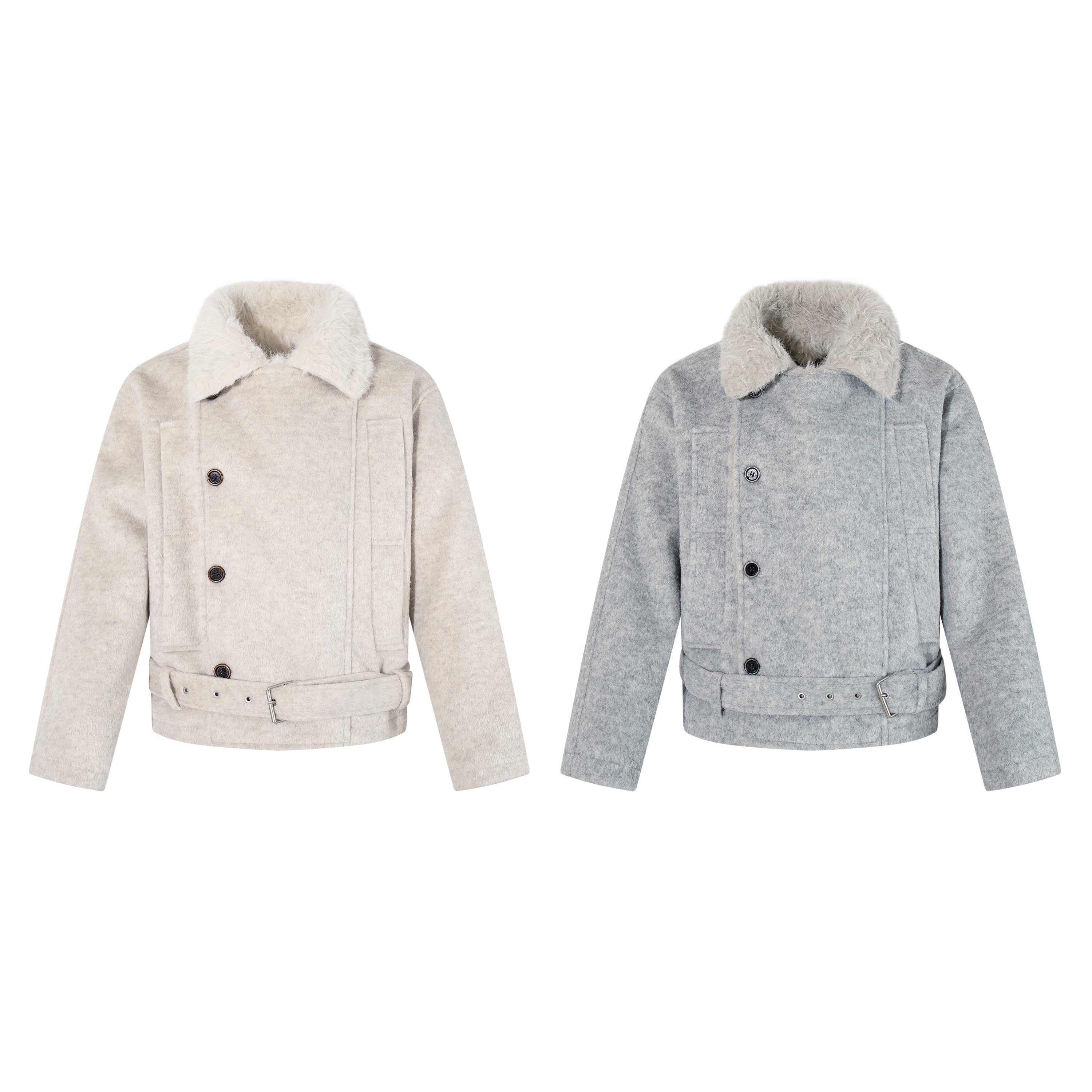 3-6-5.shop Fur-Collar Belted Jacket