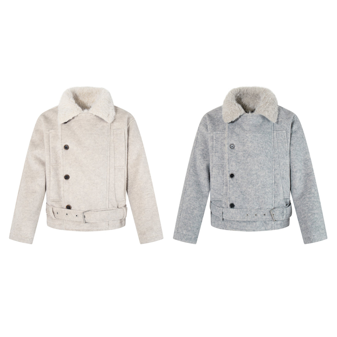 3-6-5.shop Fur-Collar Belted Jacket