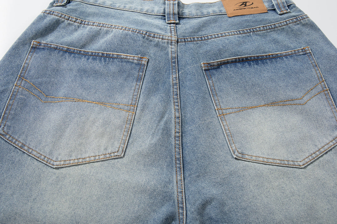 3-6-5.shop Washed Wide-Leg Denim Pants