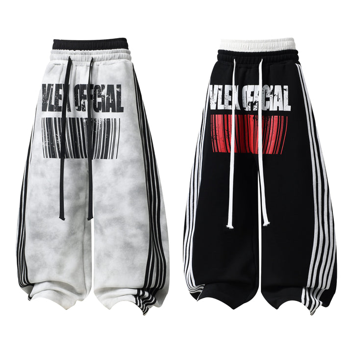 3-6-5.shop Barcode Graphic Wide-Leg Pants