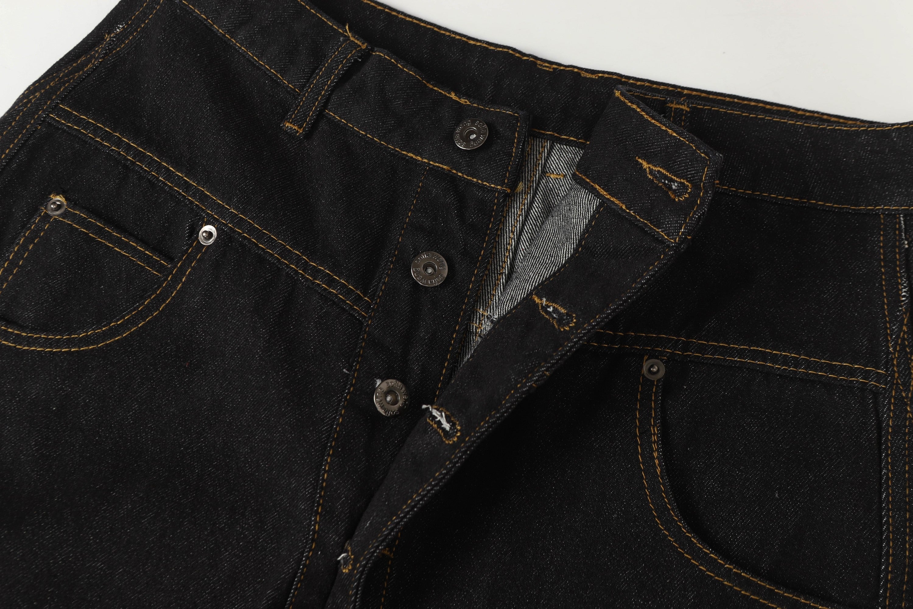 3-6-5.shop Asymmetric Button Wide-Leg Denim Pants