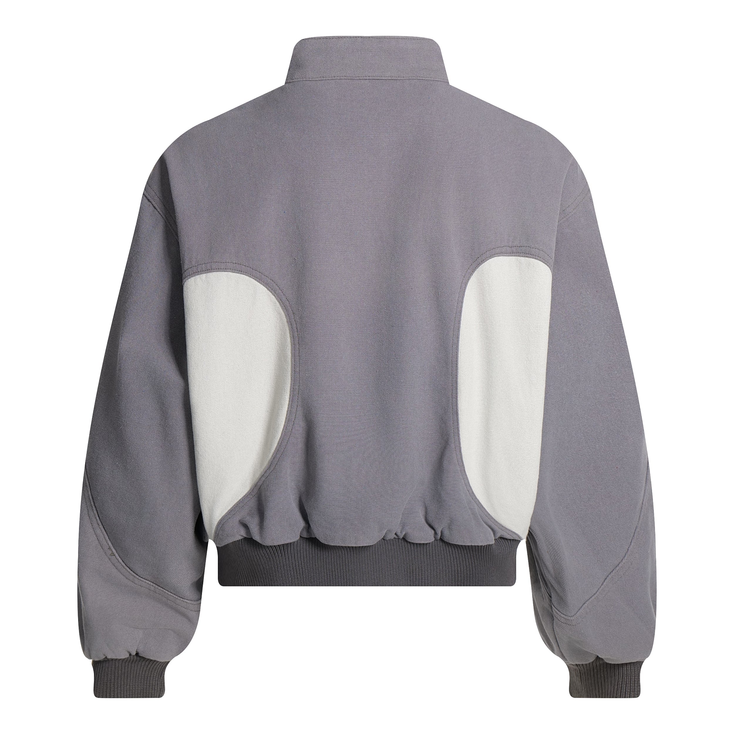 3-6-5.shop Two-Tone Curved Panel Bomber Jacket