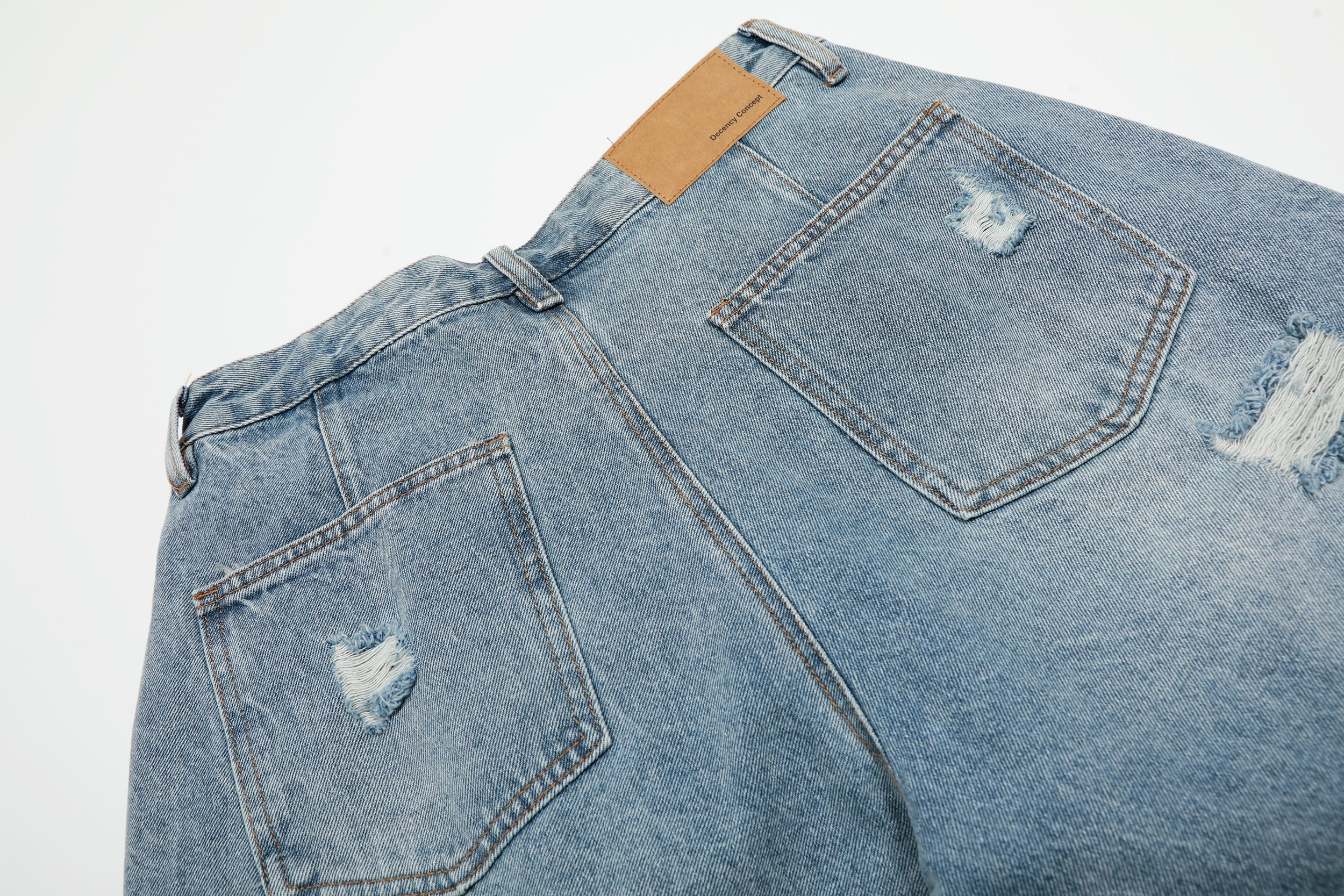 3-6-5.shop Destroyed Fringe Denim Shorts