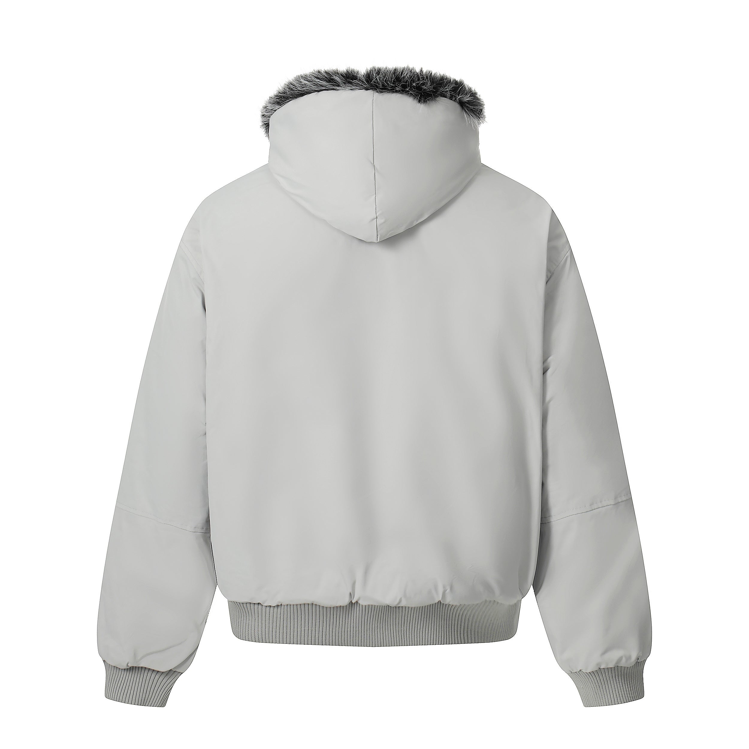 3-6-5.shop Faux Fur Hood Utility Bomber Jacket