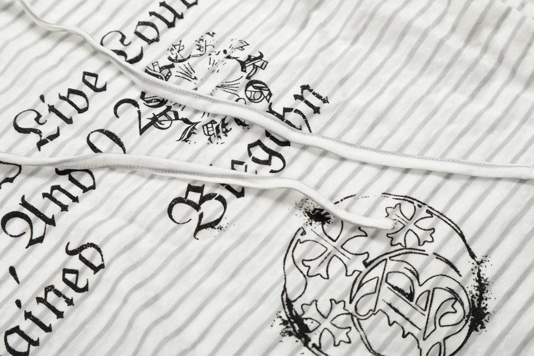 3-6-5.shop Striped Graphic Hooded Long Sleeve Tee
