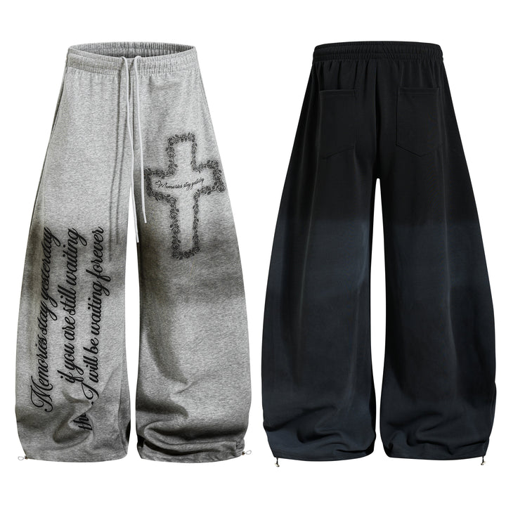 3-6-5.shop Cross Script Wide-Leg Sweatpants
