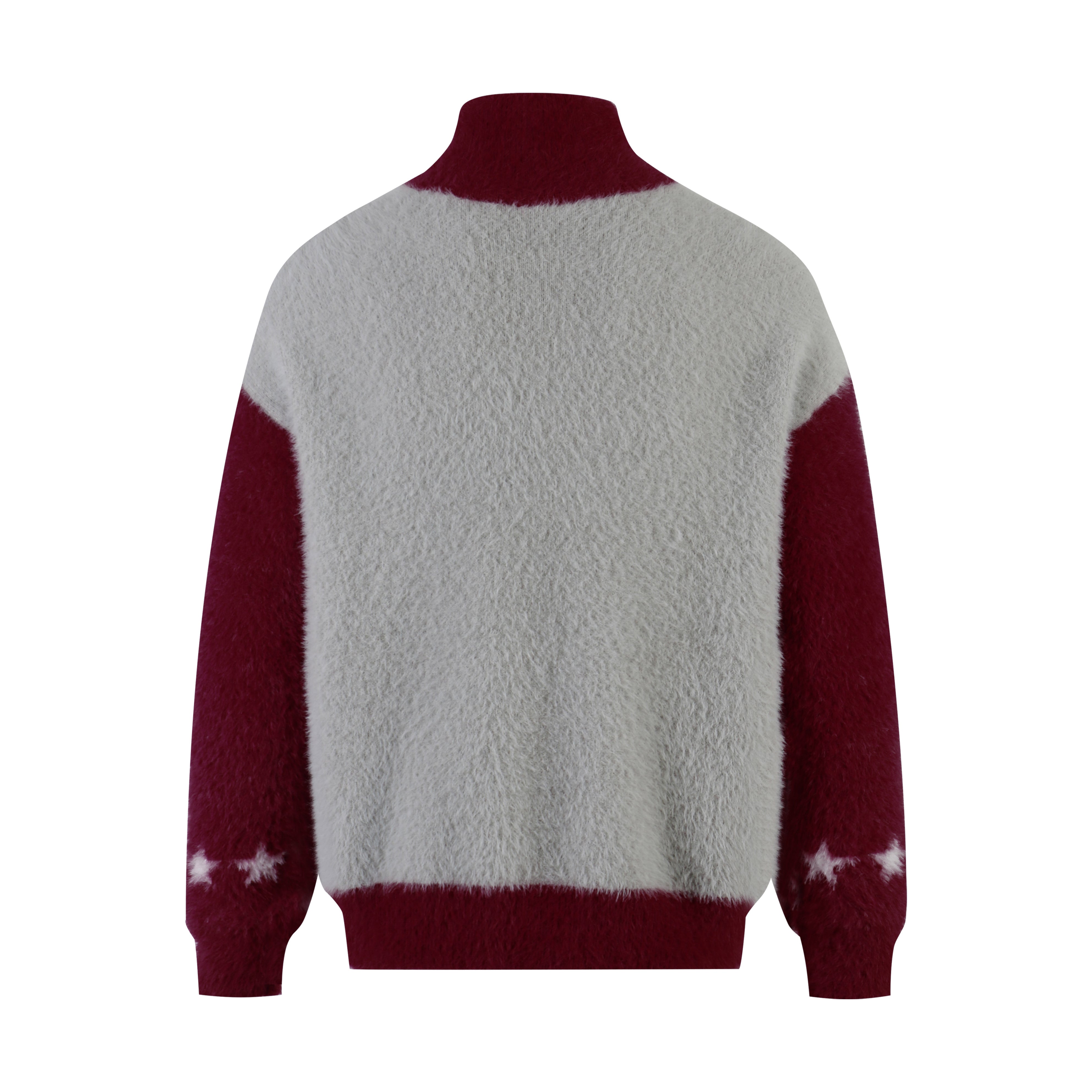 3-6-5.shop Flag Pattern Fuzzy Half-Zip Sweater