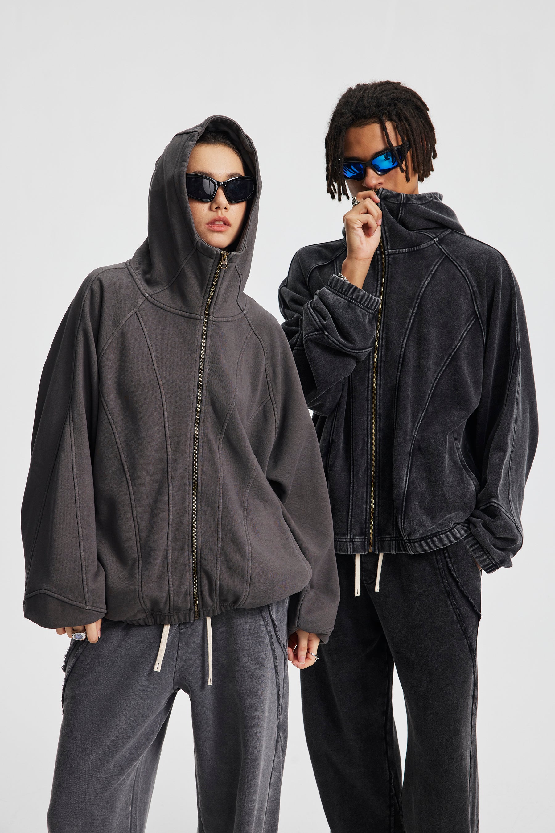 3-6-5.shop Curved-Seam Full-Zip Hoodie
