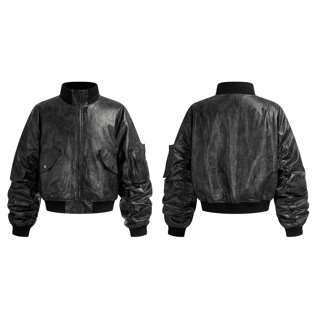 3-6-5.shop Vintage PU Bomber Jacket
