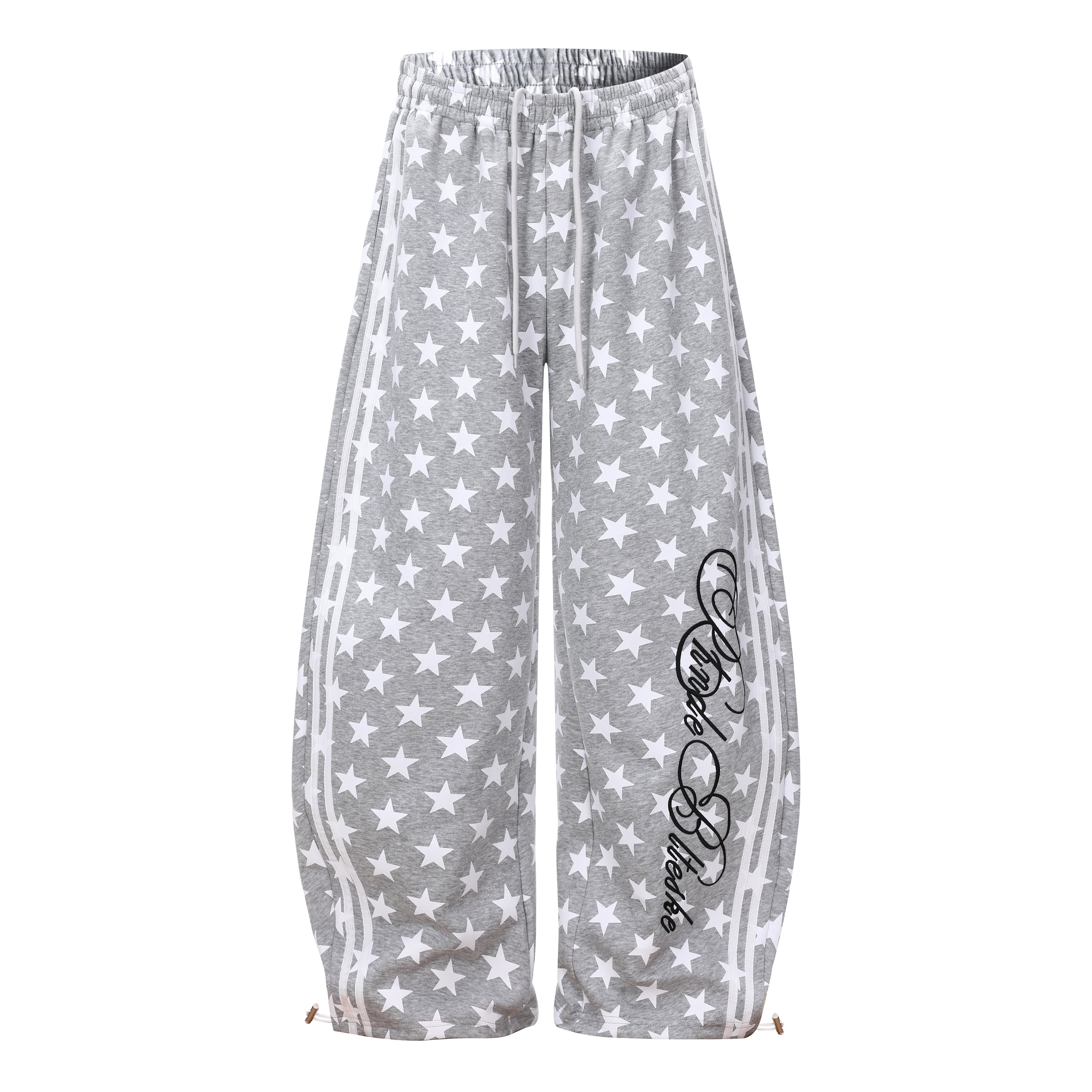3-6-5.shop Star Print Wide-Leg Sweatpants
