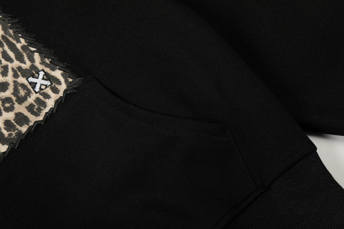 3-6-5.shop Leopard Panel Zip Hoodie