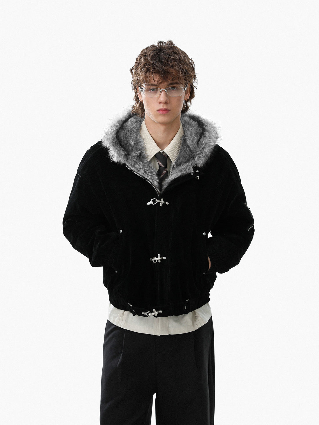 3-6-5.shop Faux Suede Fur-Lined Jacket